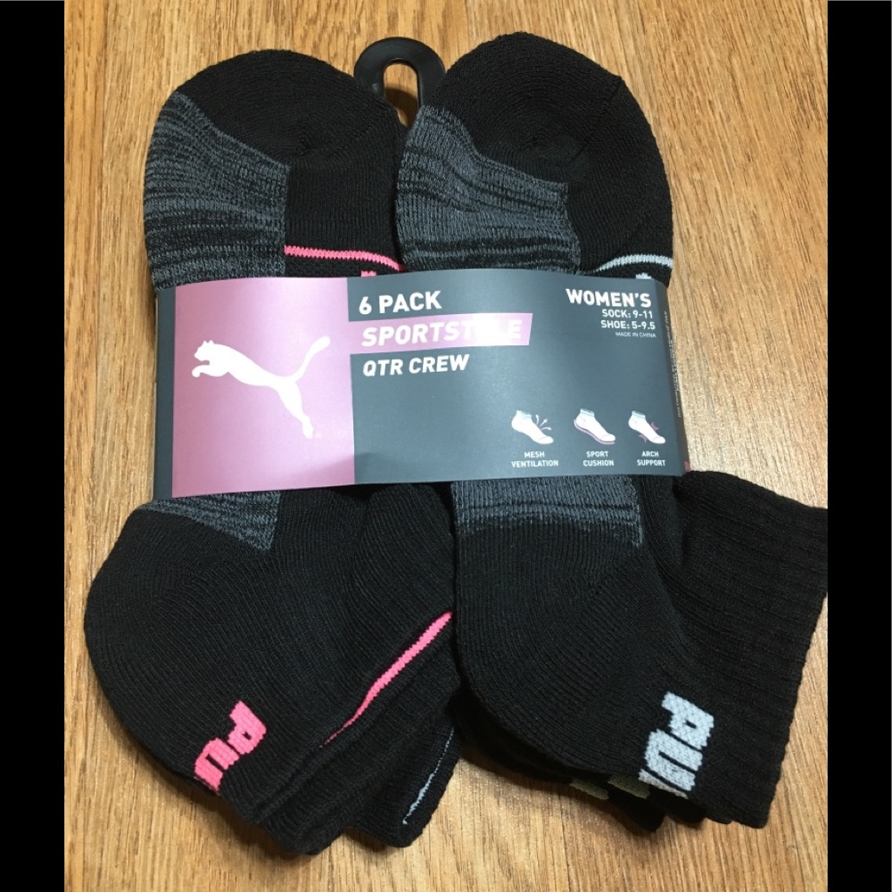 PUMA Women’s Socks Sportstyle Qtr Crew (6 Pack)